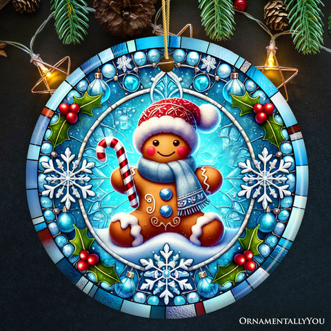 Crystal Snow Gingerbread Man Ornament, Magical Gift and Decor for Christmas Tree