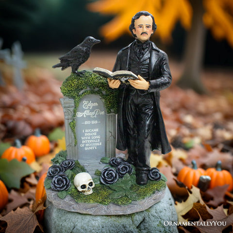 Edgar Allan Poe Handpainted 9" Figurine, Horror Home Statue Decoration