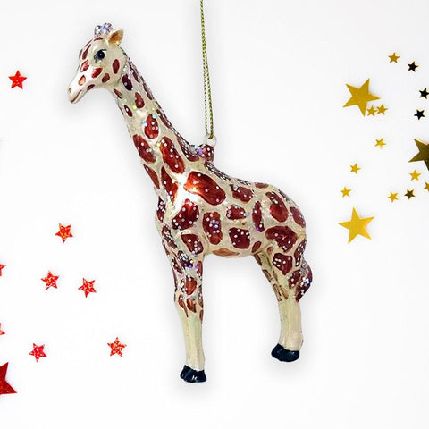 Giraffe Glass Christmas Ornament