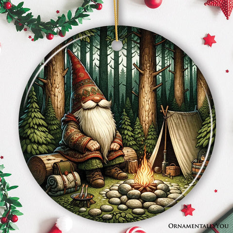 Nordic Folk Gnome Forest Elder Ornament, Scandinavian Folklore Camping Tree Decor