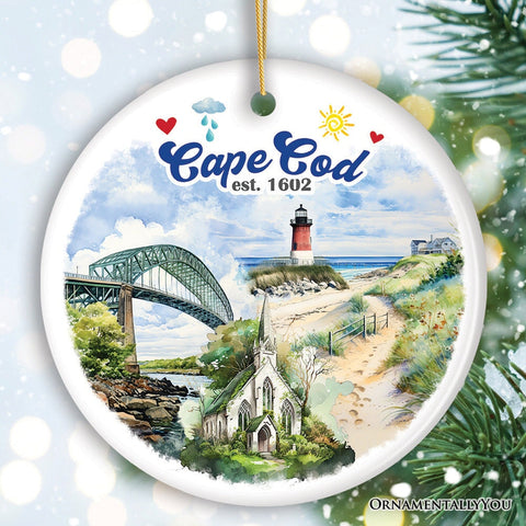 Serene and Vintage Cape Cod Massachusetts Ornament, Rustic Christmas Souvenir and Gift