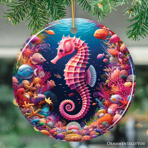 Tropical Tide Treasure Radiant Seahorse Ornament, Ocean-Themed Gift And Decor