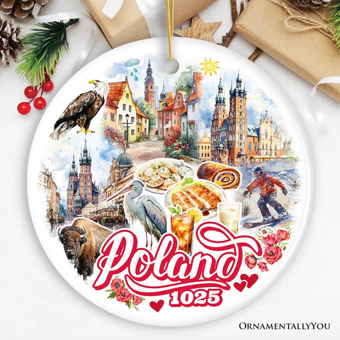Vibrant Poland Cultural Heritage Ornament, Eastern European Landmarks Christmas Gift and Warsaw Souvenir