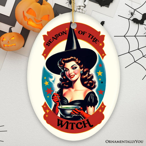 Wickedly Glamorous Season of the Witch Ornament, Retro Style Halloween Tree Decor and Keepsake
