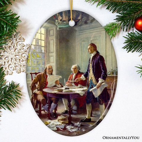 Writing of the Declaration of Independence Painting Ornament, Vintage American History