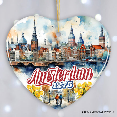 Artistic Amsterdam Landmarks and Heritage Christmas Ornament, Cultural Netherlands Gift and Keepsake