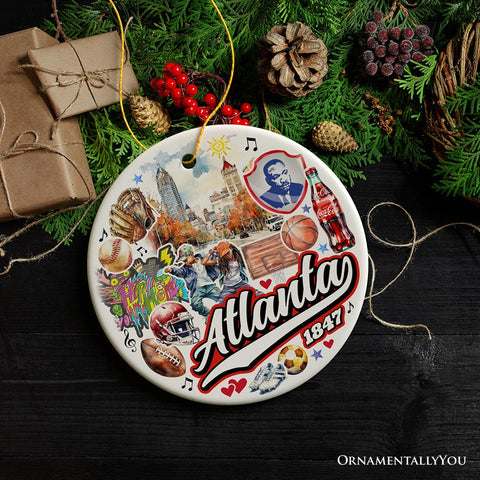Artistic Canvas of Atlanta Ceramic Ornament, Vintage Georgia Cultural Souvenir and Gift