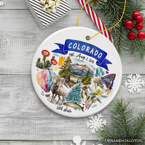 Artistic Colorado State Themes and Landmarks Christmas Ornament