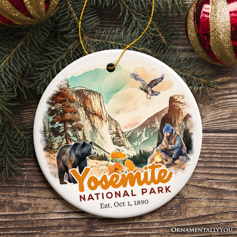 Artistic Yosemite National Park Ornament, California Christmas Gift for Hikers