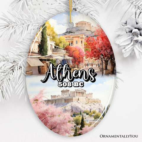 Athens Acropolis Historical Landmarks Ornament, Greek Artistic Heritage Christmas Gift and Travel Souvenir
