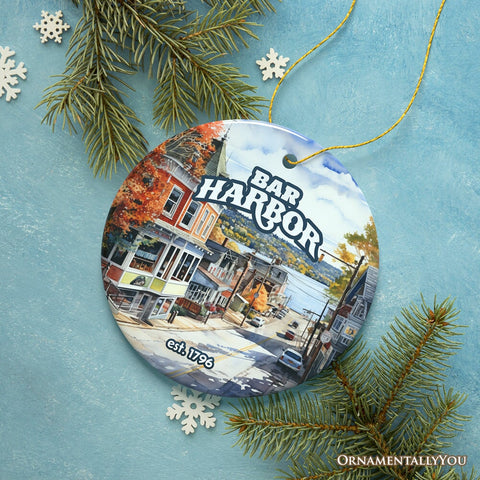 Charming Bar Harbor Street Ornament and Holiday Decoration, Maine Keepsake and Present