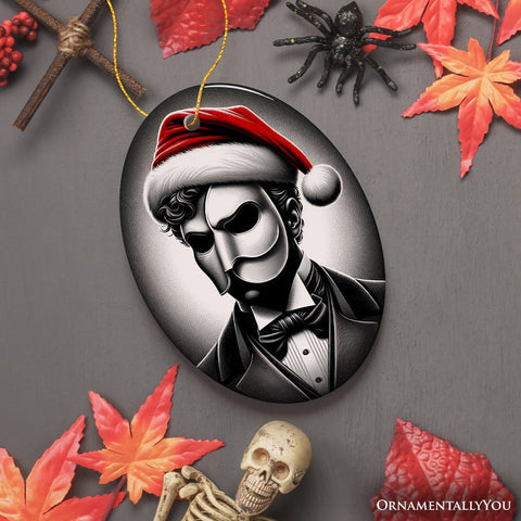 Dark Elegance Phantom of the Opera Santa Ornament, Mysterious Holiday Decor for Haunted Homes