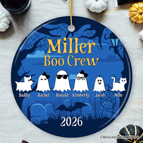 Halloween Ghost Family Members Personalized Ornament, Cute Boo Crew Gift, Spooky Season Home Decor
