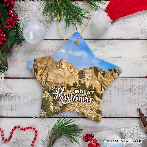Mount Rushmore National Memorial Scenic Ceramic Ornament, South Dakota Souvenir Christmas Decoration