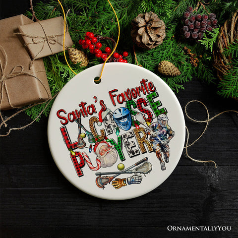 Santa's Favorite Lacrosse Player Christmas Ornament, American Sport Appreciation Gift
