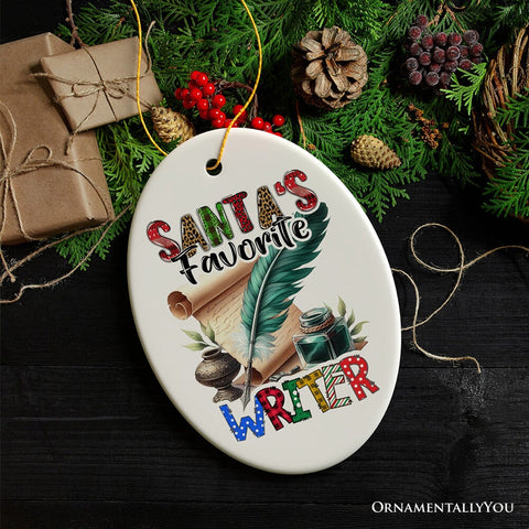 Santa's Favorite Writer Ornament, Christmas Appreciation Gift for Author