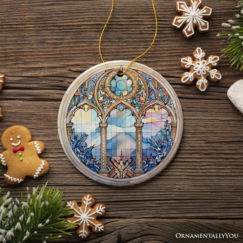 Suncatcher Window Stained Glass Style Ceramic Ornament, Christmas Gift and Decor