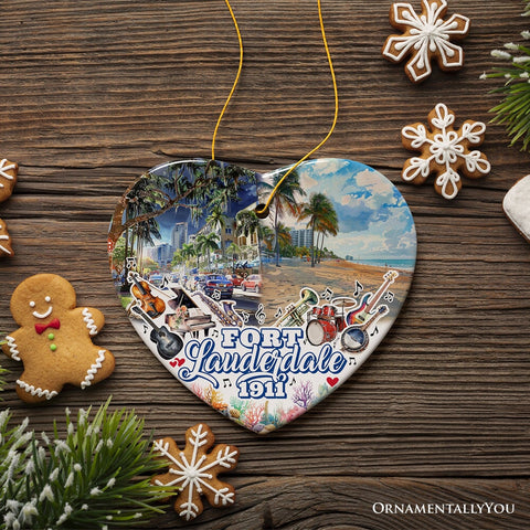 Vibrantly Tropical Fort Lauderdale Ornament, Cultural and Lively Florida Beach Christmas Gift