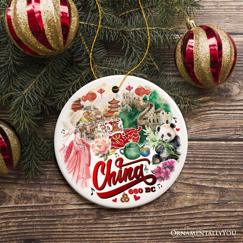 Vintage Artistic China Ornament, Chinese Heritage Gift and Keepsake