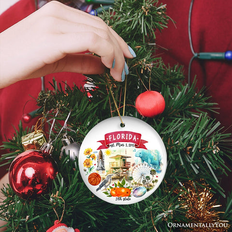 Artistic Florida State Themes and Landmarks Christmas Ornament