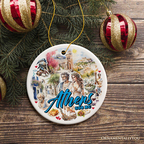 Athens Acropolis Historical Landmarks Ornament, Greek Artistic Heritage Christmas Gift and Travel Souvenir