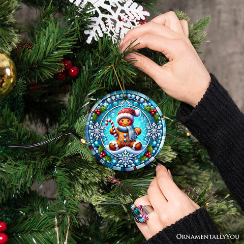 Crystal Snow Gingerbread Man Ornament, Magical Gift and Decor for Christmas Tree