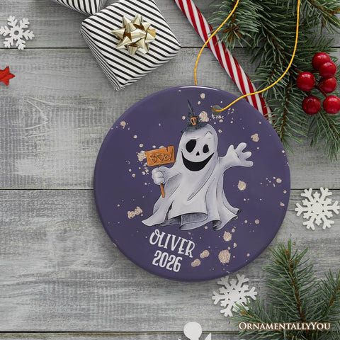 Customized Spooky Ghost Phantom Playful Halloween Ornament