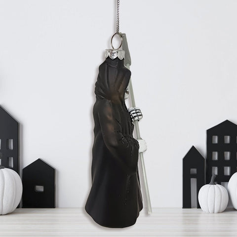 Grim Reaper Horror Glass Ornament, Spooky Halloween Christmas Tree Resin Decoration