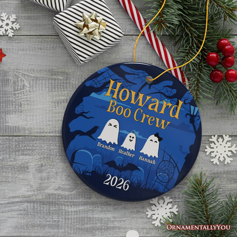 Halloween Ghost Family Members Personalized Ornament, Cute Boo Crew Gift, Spooky Season Home Decor