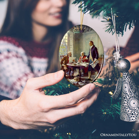 Writing of the Declaration of Independence Painting Ornament, Vintage American History