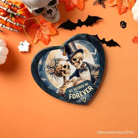 Artistic Skeleton Couple We Decided On Forever Ornament, Gothic Christmas Gift for Lovers