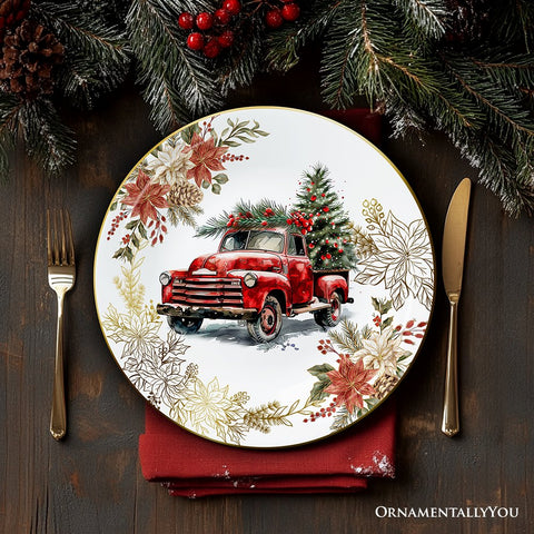 Decor Steals Special - Farmhouse Christmas Set of 4 Plates with Real Gold Elements, Holiday Tableware Collection for Salad, Dessert, Appetizer, and Side Plates (Copy)