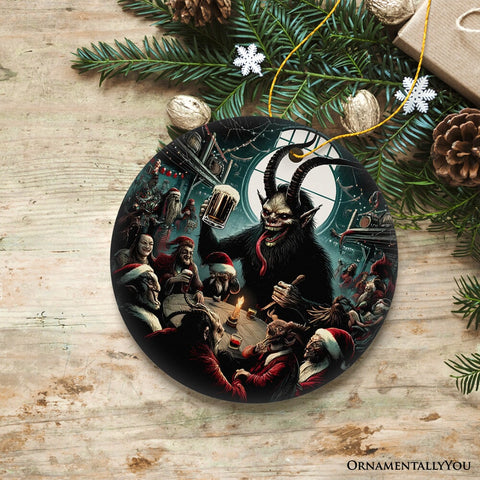 Krampus’s Unholy Revelry Ornament, Dark Folklore Celebration and Spooky Decor