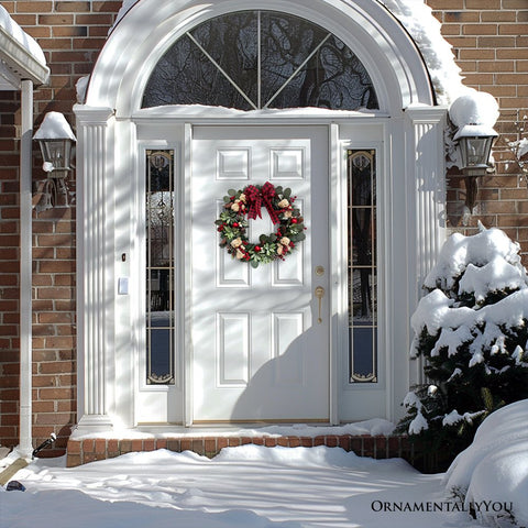 Exquisite Plaid Bow and Bears 20" Christmas Wreath, Holiday Door Decoration