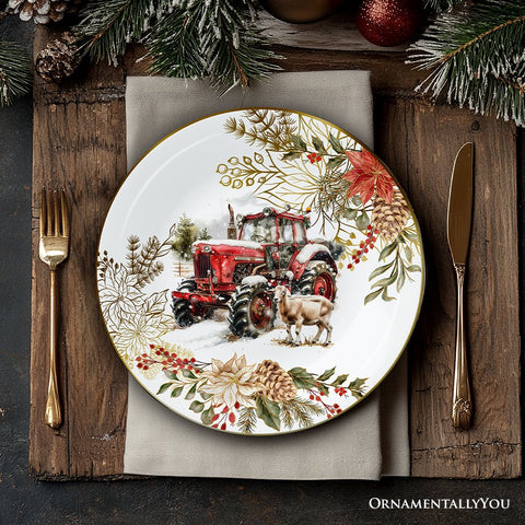 Decor Steals Special - Farmhouse Christmas Set of 4 Plates with Real Gold Elements, Holiday Tableware Collection for Salad, Dessert, Appetizer, and Side Plates (Copy)