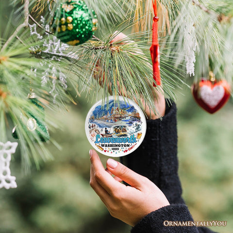 Picturesque Leavenworth Town in the Cascade Mountains Ornament, Washington State Souvenir and Christmas Decoration