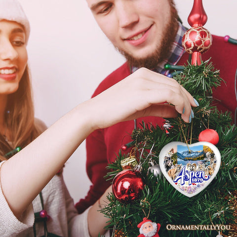 Adventurous Aspen Colorado Ornament, Snow Mountains, Nature Traveler and Skiing Vacation Souvenir