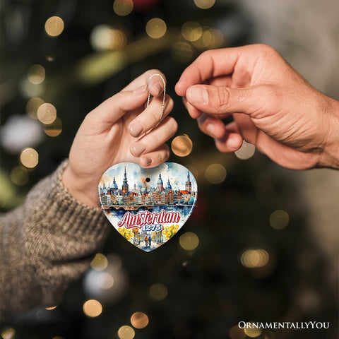 Artistic Amsterdam Landmarks and Heritage Christmas Ornament, Cultural Netherlands Gift and Keepsake