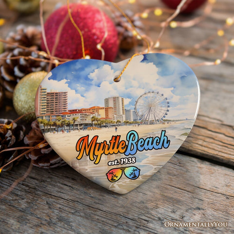 Classic Myrtle Beach Artistic Handcrafted Christmas Ornament, South Carolina Souvenir and Keepsake Decor