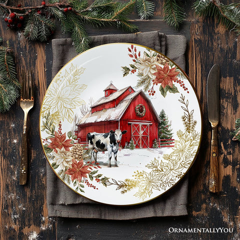 Decor Steals Special - Farmhouse Christmas Set of 4 Plates with Real Gold Elements, Holiday Tableware Collection for Salad, Dessert, Appetizer, and Side Plates (Copy)