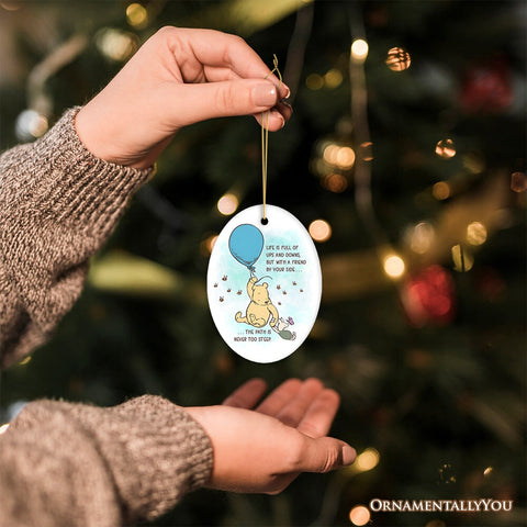 Life's Ups and Downs are Easier With a Friend Ornament, Pooh Bear's Uplifting Quote Christmas Keepsake and Decor