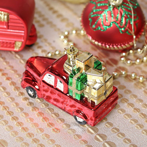 Rustic Christmas Adventure Ornament Bauble 60 Piece Set, Camping Truck, Acorns, Woods Theme