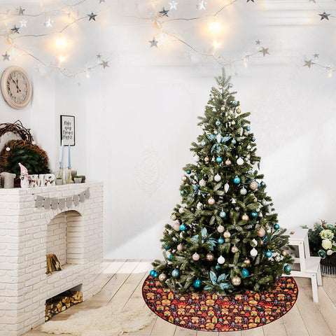 Gnome Folk Pattern Vintage Christmas Tree Skirt