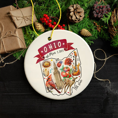 Artistic Ohio State Themes and Landmarks Christmas Ornament