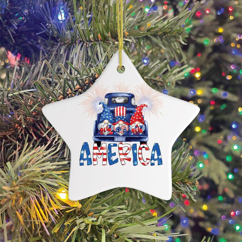 Patriotic America Gnome Ornament