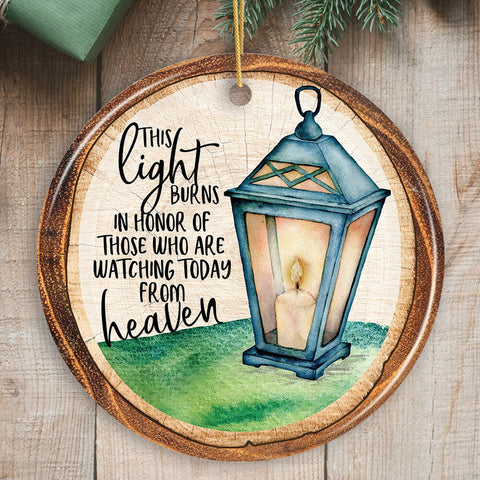 Vintage Lantern Memorial Heaven Quote Christmas Ornament, This Light Burns in Honor