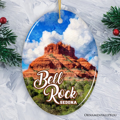 Bell Rock Sedona Ceramic Ornament, Arizona Landmark Souvenir Christmas Decoration for Hikers