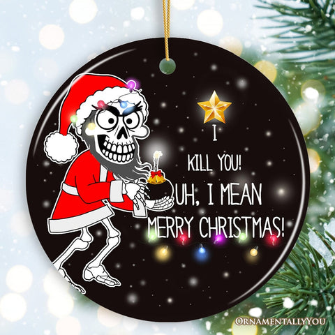 Hilarious Skeleton Bomber Christmas Ornament, Bomb for a Present Funny Comedy Gift