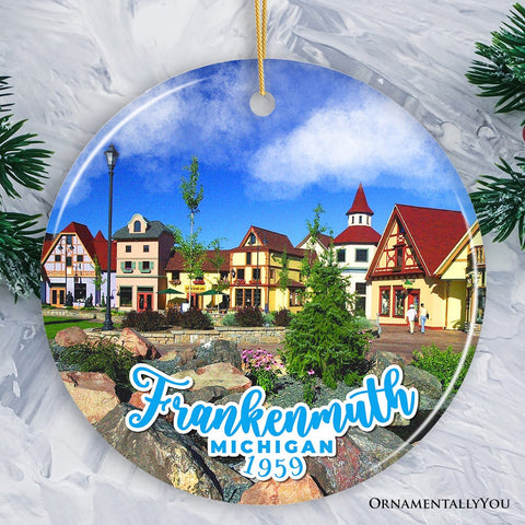 Artistically Vibrant Frankenmuth Ornament, Festive Bavarian Town Michigan Christmas Souvenir and Decor