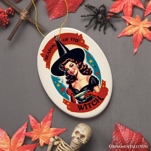 Wickedly Glamorous Season of the Witch Ornament, Retro Style Halloween Tree Decor and Keepsake